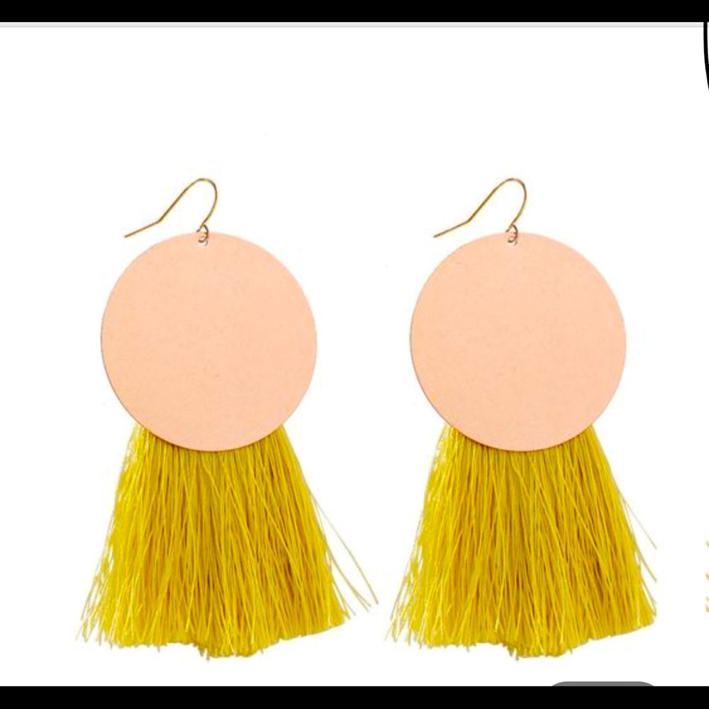 Boho Pink Gold Fringe Dangle Earrings